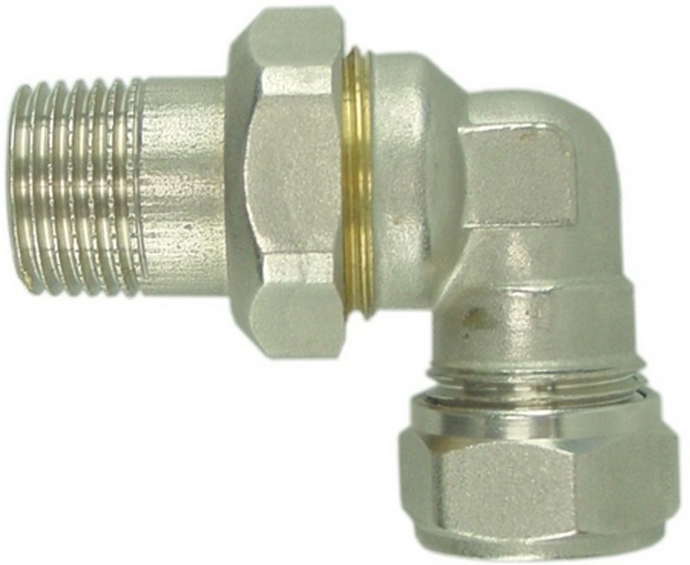 Productfoto radiatorkoppeling 3-del. 1/2x15 knel haaks vernikkeld 433551
