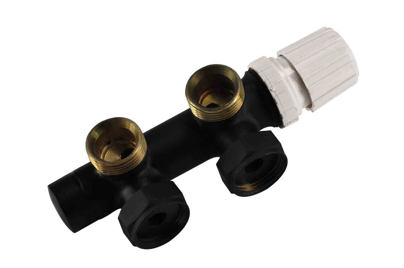 Productfoto thermostatisch 3/4 onderblok haaks-rechts mat zwart 433582