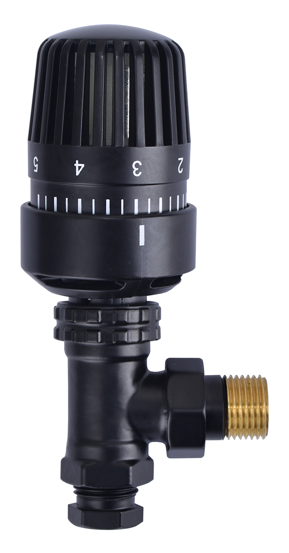 Productfoto thermostatische radiatorventiel 1/2''x15mm haaks mat-zwart 433690