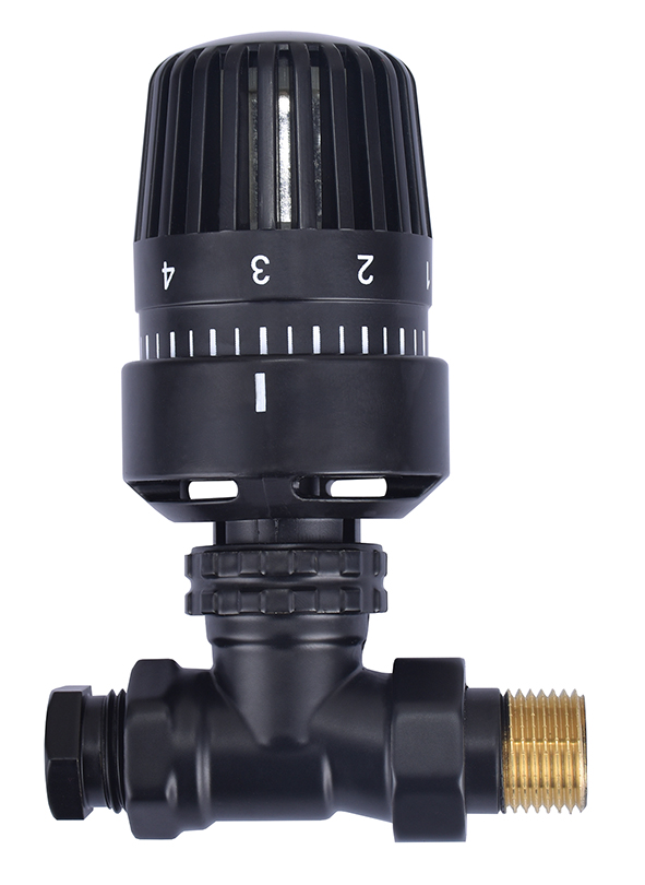 Productfoto thermostatische radiatorventiel 1/2''x15mm recht mat-zwart 433691