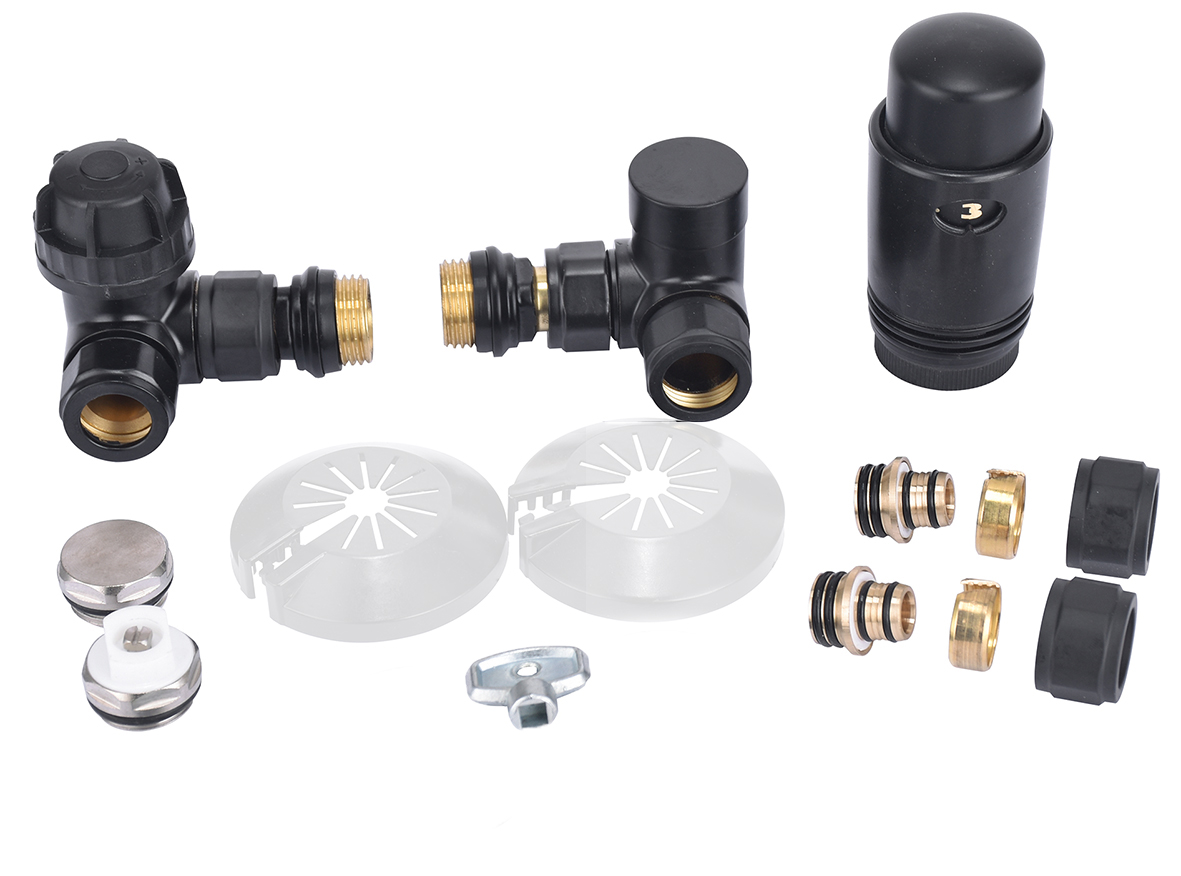 Productfoto luxe therm.rad.aansluitset haaks verkeerd rechts mat-zwart 433695