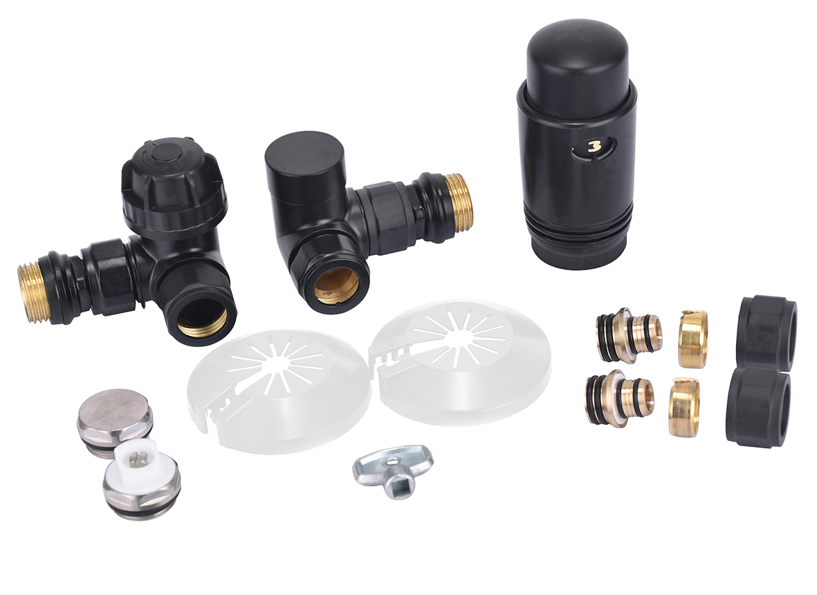 Productfoto luxe therm.rad.aansluitset haaks verkeerd links mat-zwart 433696
