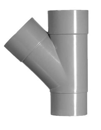 Productfoto HWA T-stuk 2 x mof 1 x verjongde spie 80 mm 45 graden PVC 621228