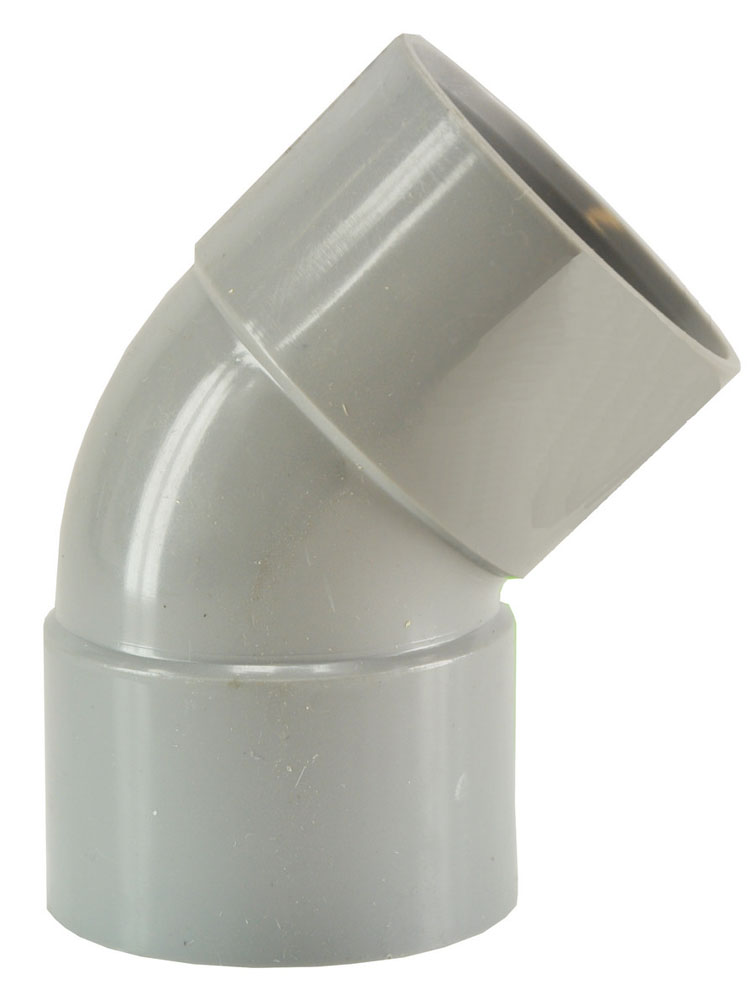 Productfoto Afvoerbocht dubbele mof 75 mm 45 graden PVC 622189