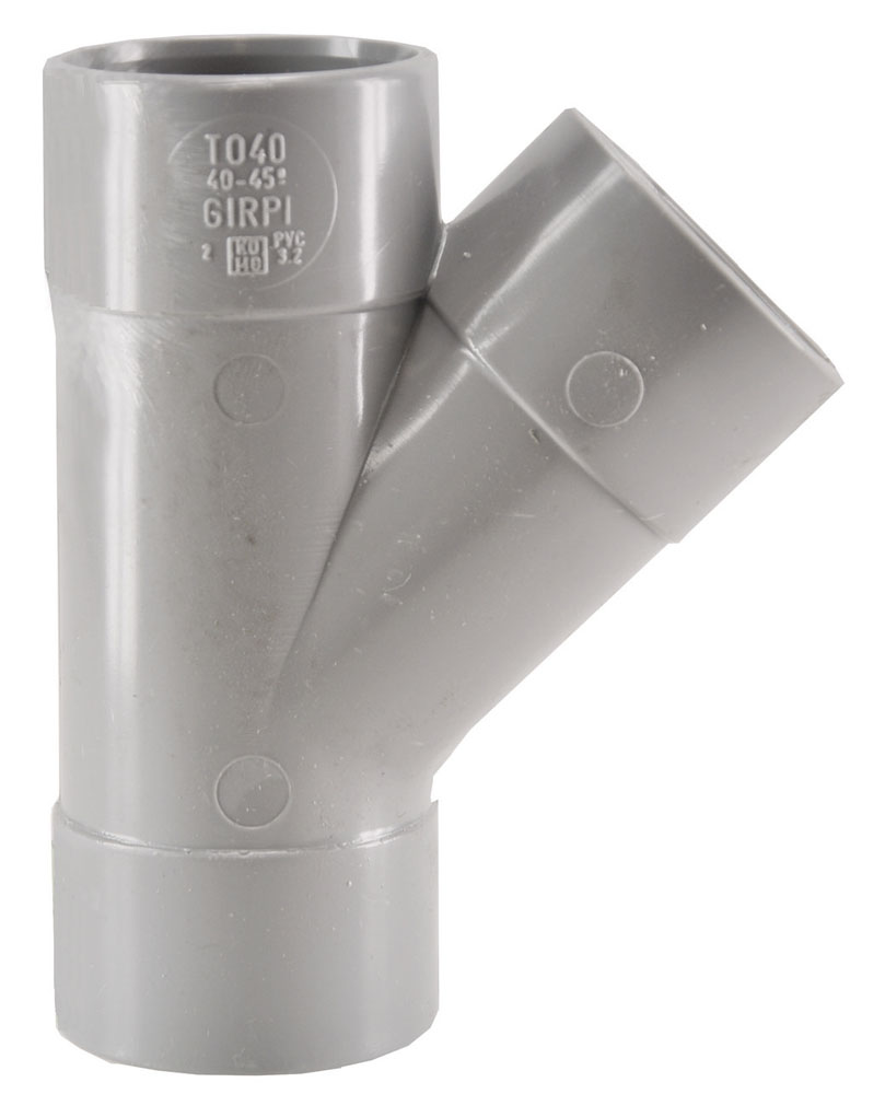 Productfoto T-stuk 3 x mof 75 mm 45 graden PVC 622209