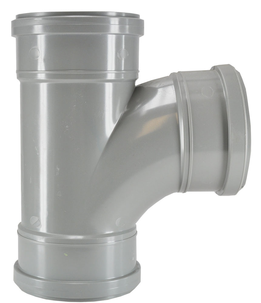 Productfoto T-stuk 3 x manchet 110 mm 90 graden PVC 622260