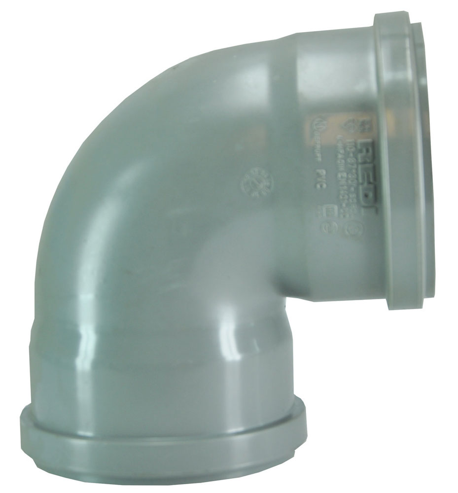 Productfoto Afvoerbocht dubbele manchet 110 mm 90 graden PVC 623517