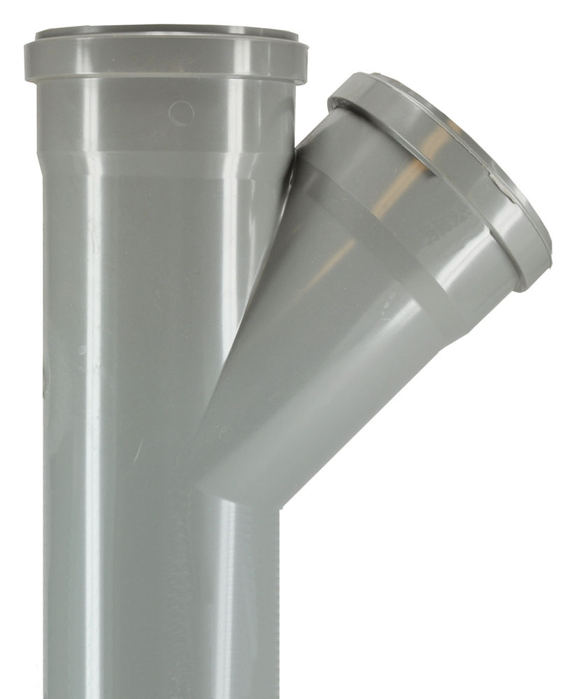 Productfoto T-stuk 2 x manchet 1 x spie 110 mm 45 graden PVC 623546