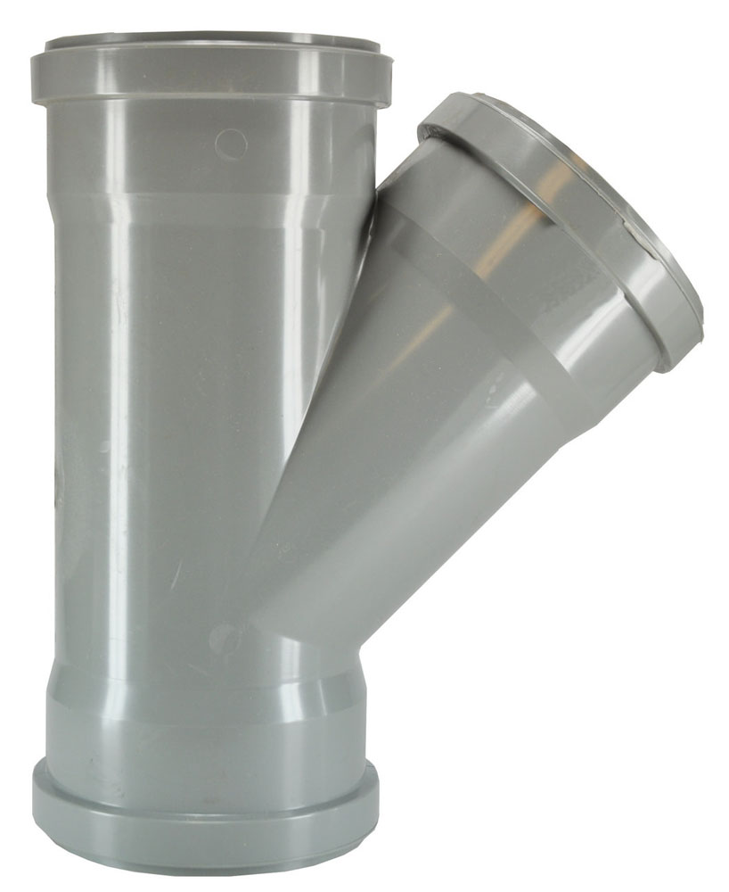 Productfoto T-stuk 3 x manchet 125 mm 45 graden PVC 623550