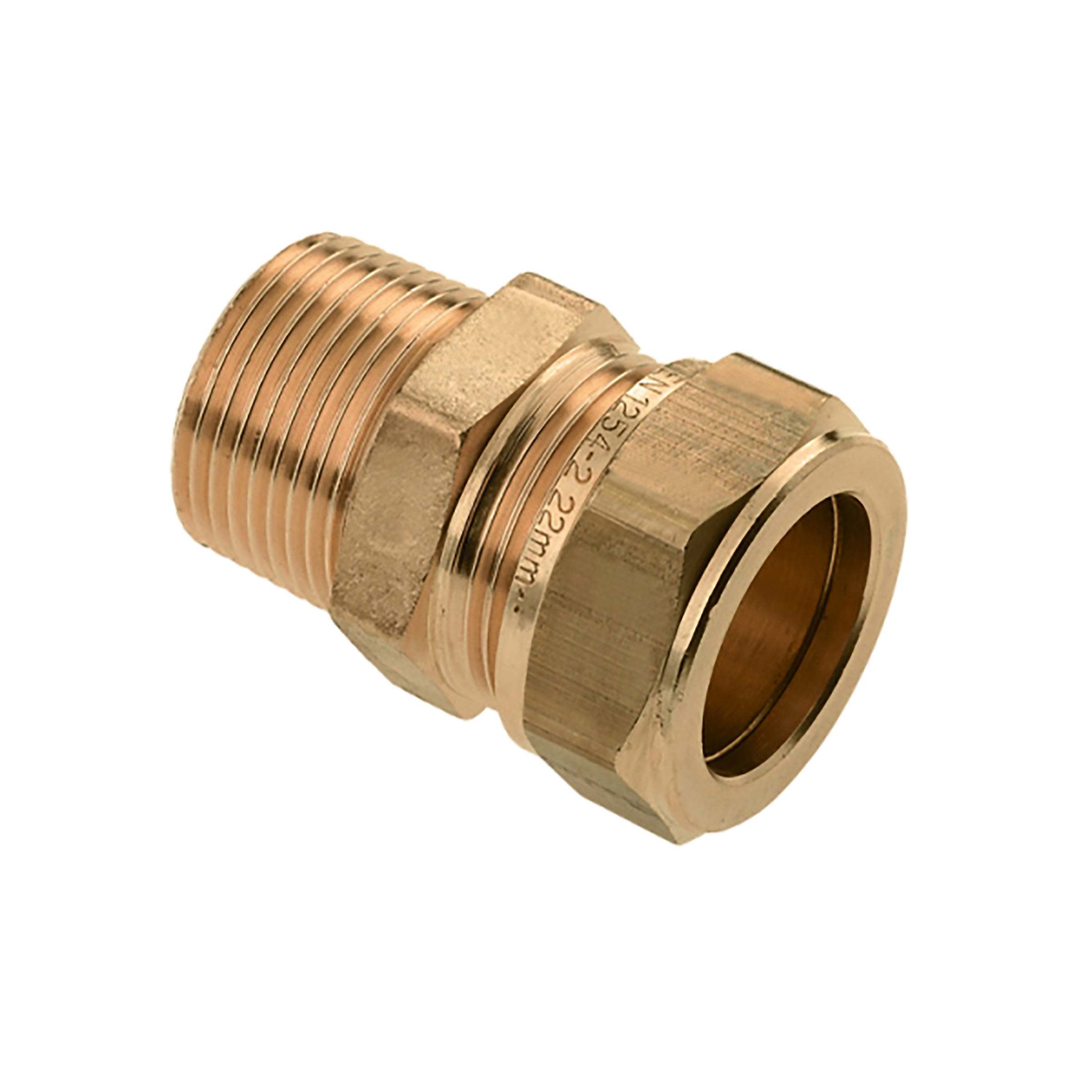 Productfoto Puntstuk messing Kiwa Gastec 1" bu x 22 mm knel 633522