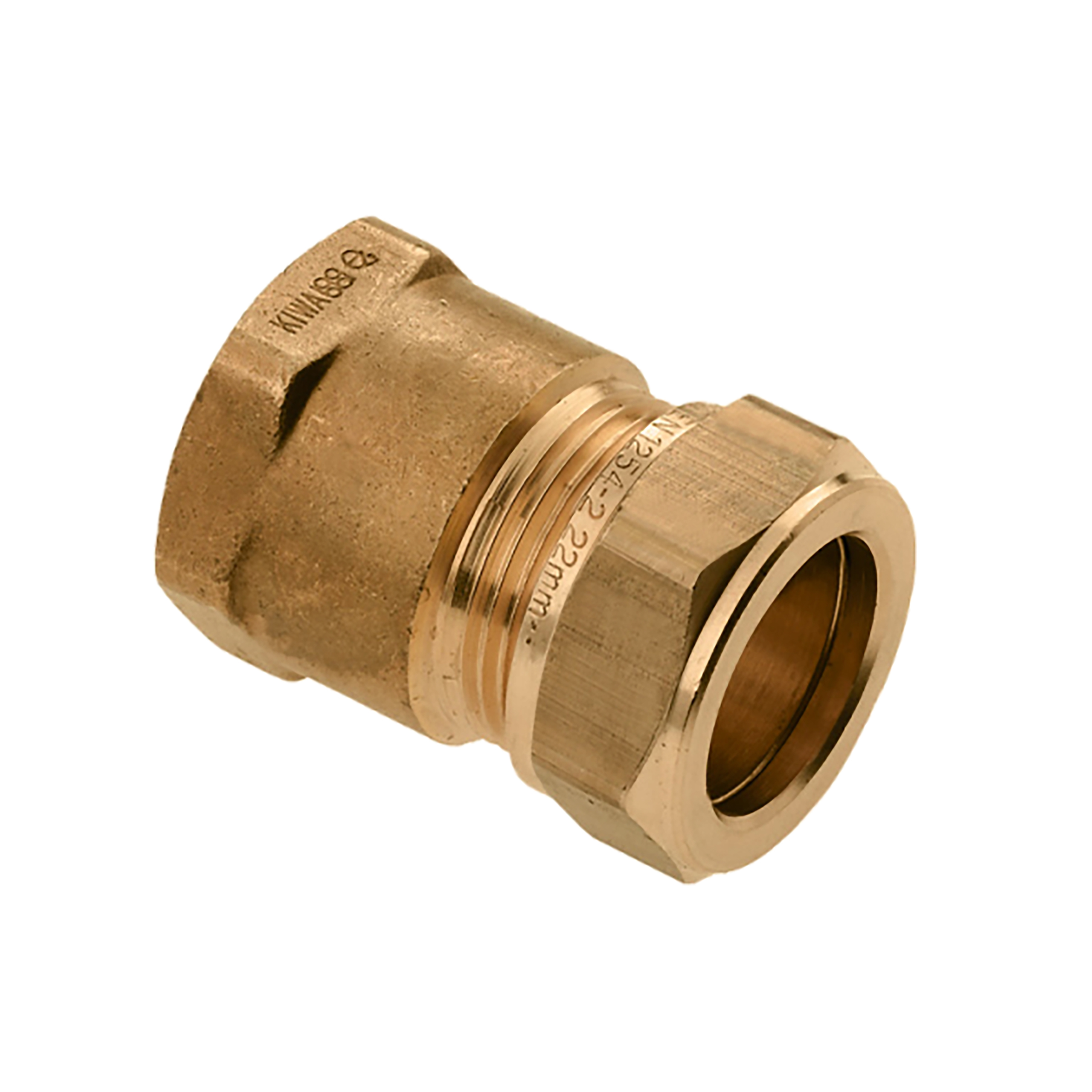 Productfoto Schroefbus messing Kiwa Gastec 3/4" bi x 22 mm knel 633532