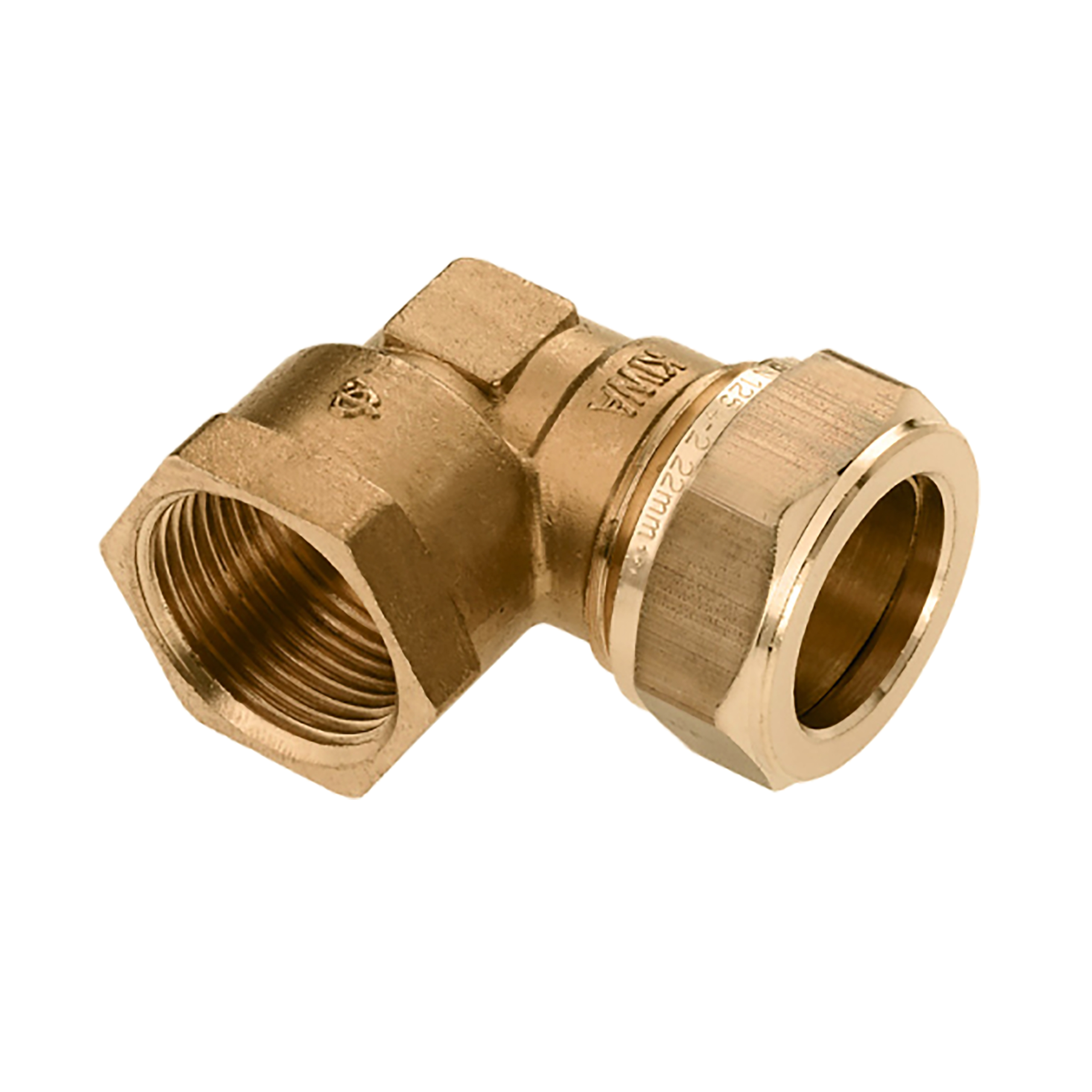 Productfoto Knelkoppeling knie Kiwa Gastec 3/4" bi x 22 mm messing 633571