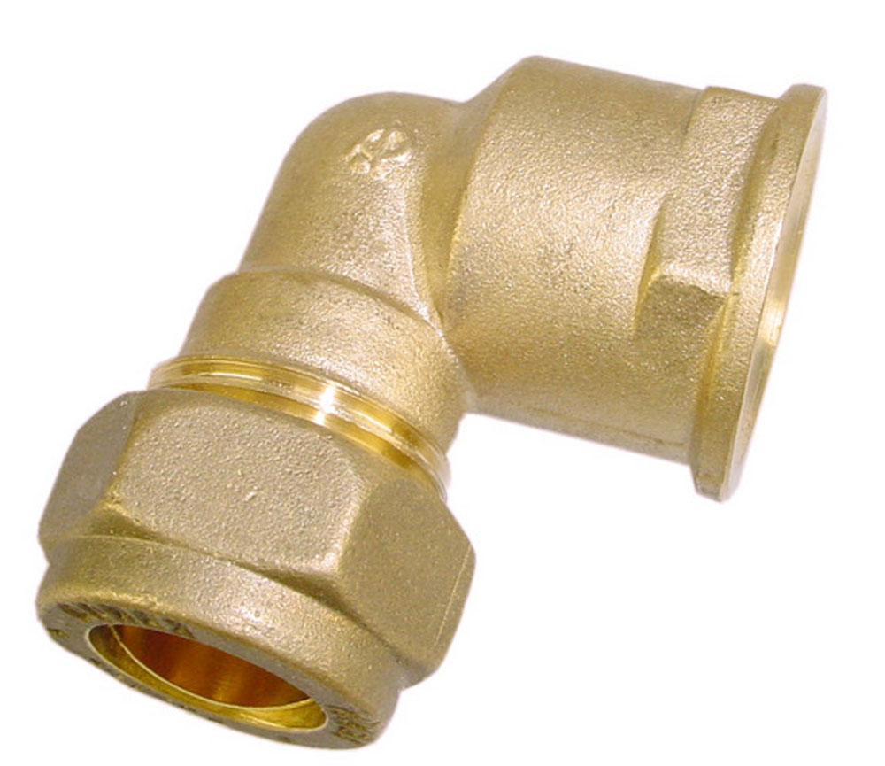 Productfoto Knelkoppeling knie Kiwa Gastec 1" bi x 22 mm messing 633572