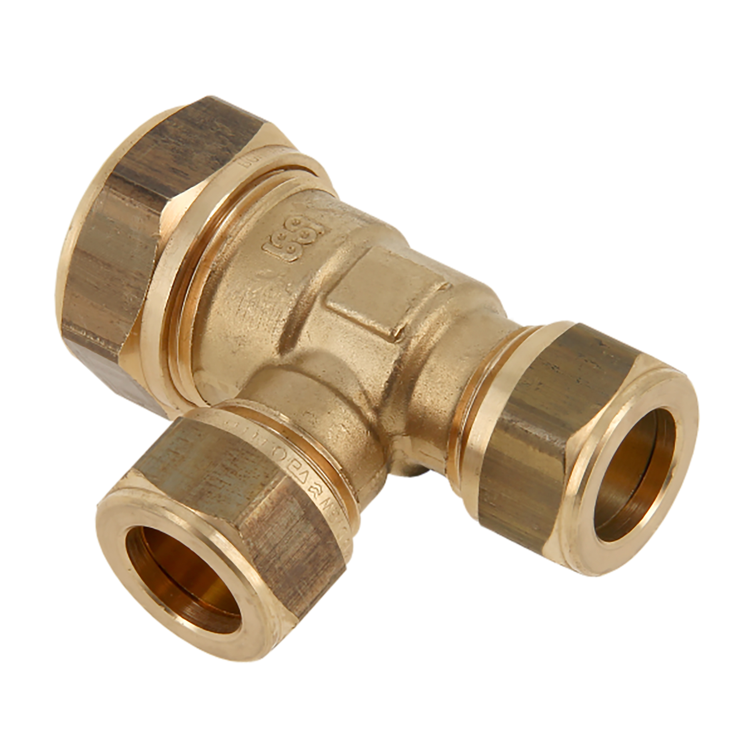 Productfoto Knelkoppeling T-stuk Kiwa Gastec 22 x 15 x 15 mm bi messing 633596