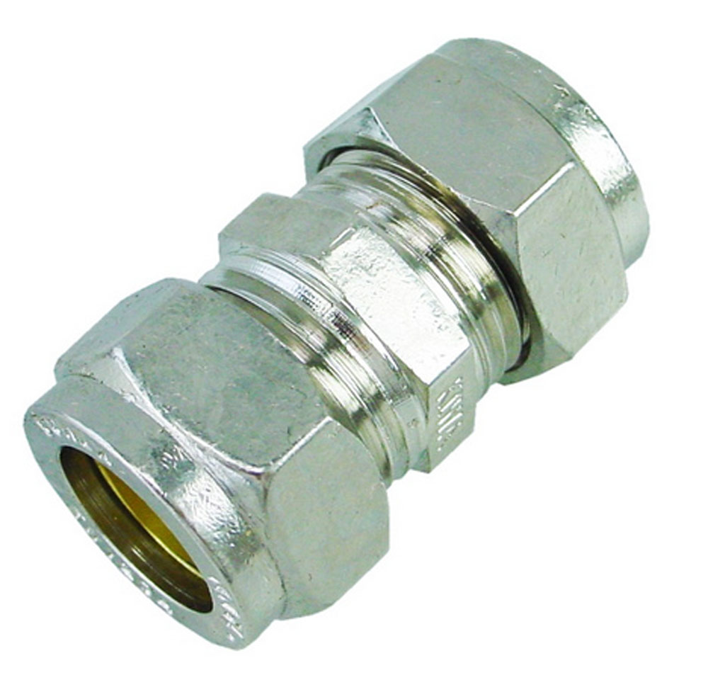 Productfoto Knelkoppeling verloopsok recht Gastec 10 x 12 mm vernikkeld 634201