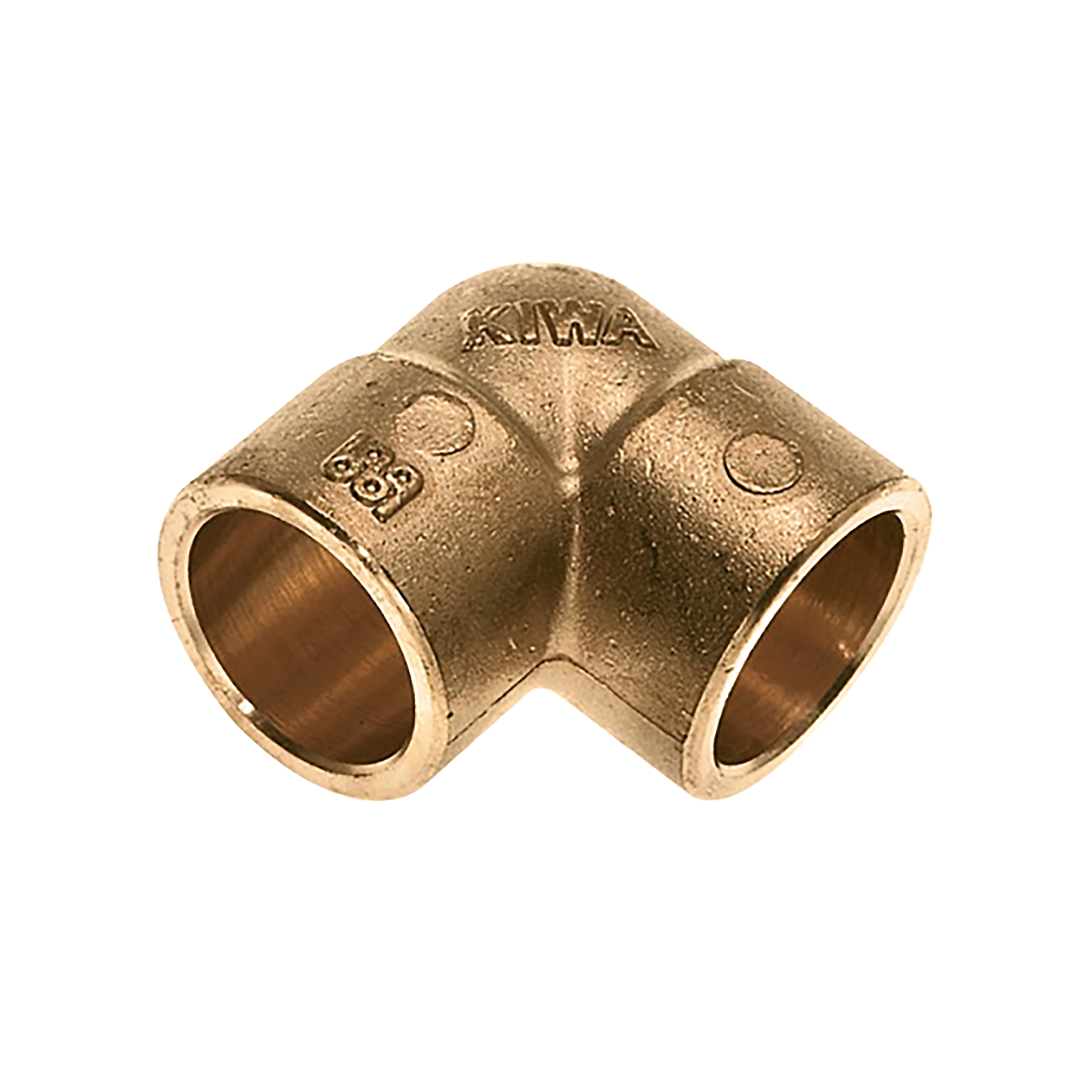 Productfoto Soldeerfitting kniekoppeling messing Kiwa Gastec 15 mm cap x 15 mm cap 693526