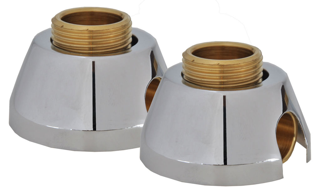 Productfoto Muurplaatkoppeling 1/2" x 12 mm met rozetten 2 stuks chroom 693551