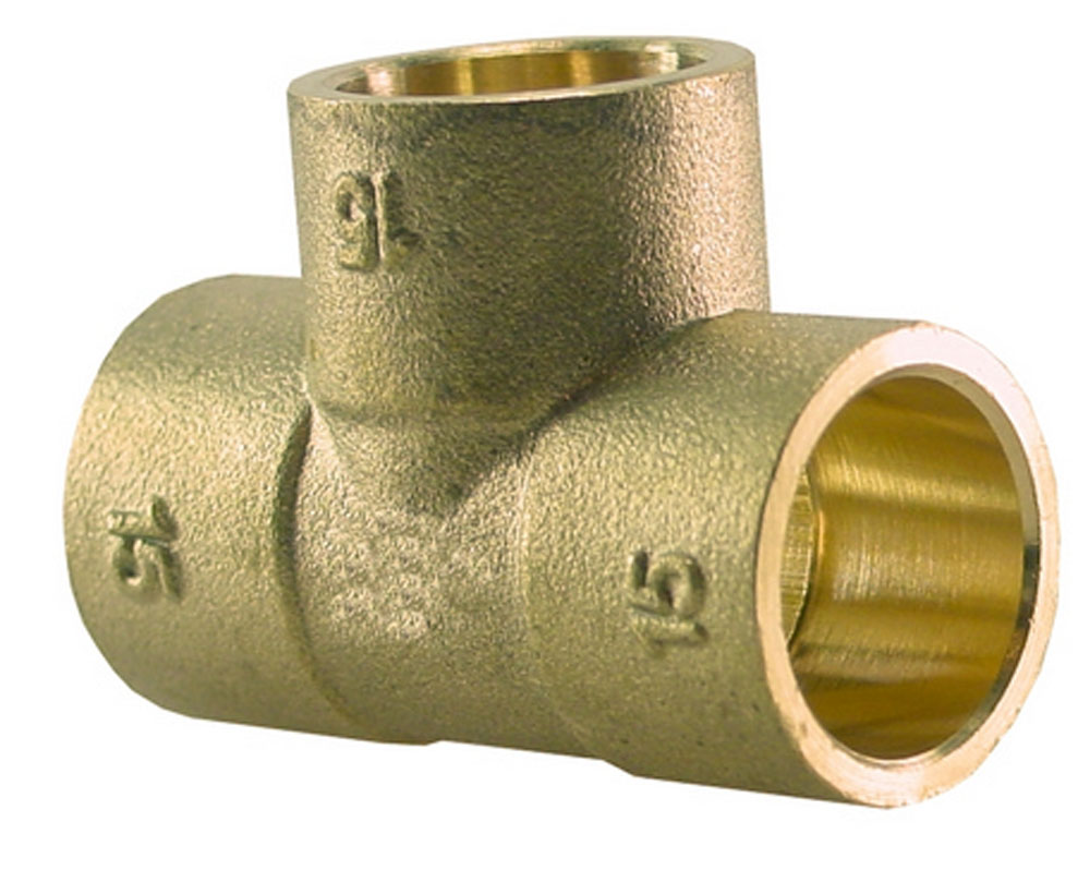Productfoto Soldeerfitting T-stuk Kiwa Gastec 22 x 15 x 22 mm bi messing 693557