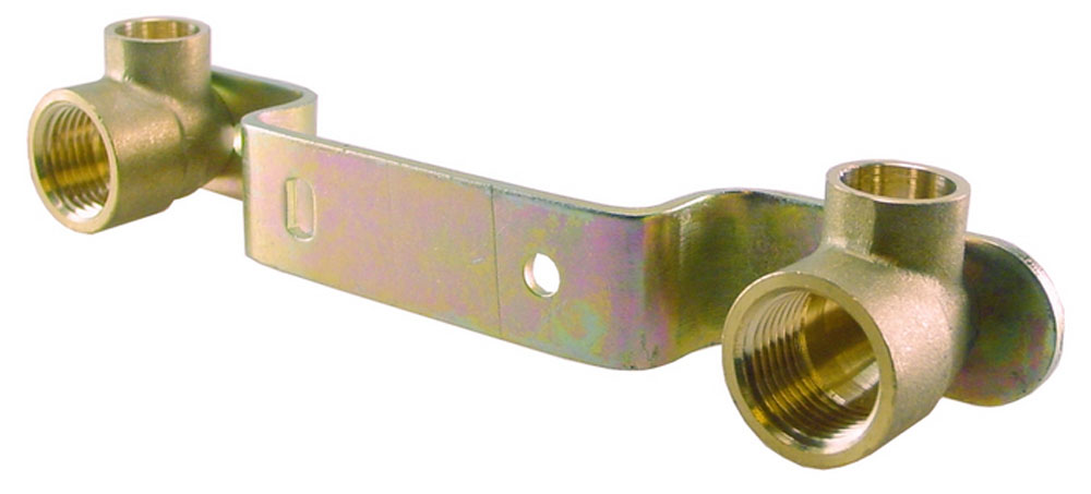 Productfoto Messing soldeer muurplaat-beugel gemini 1/2"x 15cm 693606